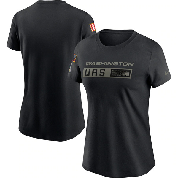 Women's Washington Redskins Black Salute To Service Performance T-Shirt 2020(Run Small)